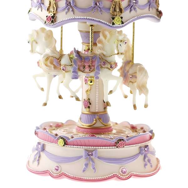 Children's Purple 3 Horse Rotating Musical Carousel Merry Go Round