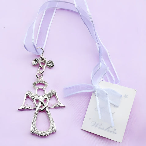 Silver Guardian Angel with Crystal Diamantes Wedding Bridal Good Luck Charm