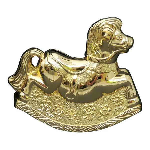 Children's Shiny Gold Plated Rocking Horse Money Box
