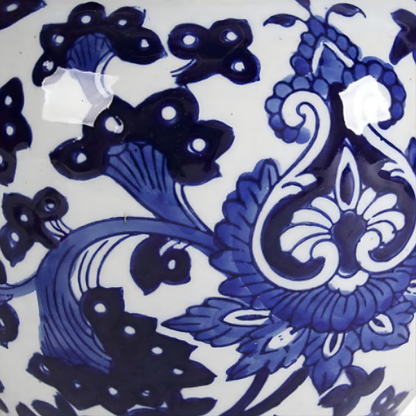 Hamptons Blue & White Floral Ceramic Decorative Ginger Temple Jar