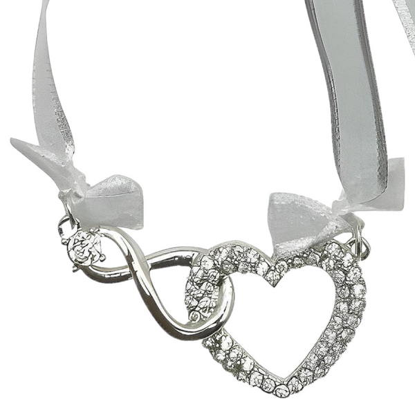 Silver Love Heart & Infinity with Crystal Diamantes Wedding Bridal Good Luck Charm