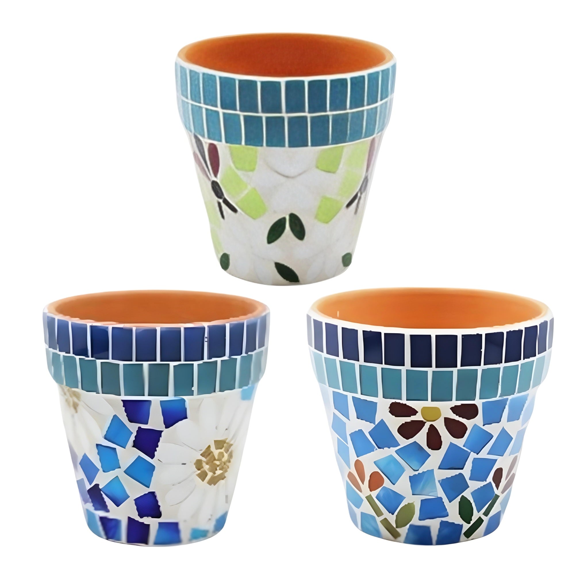 Set 3 Mosaic Decorative Pot Plants