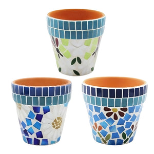 Set 3 Mosaic Decorative Pot Plants