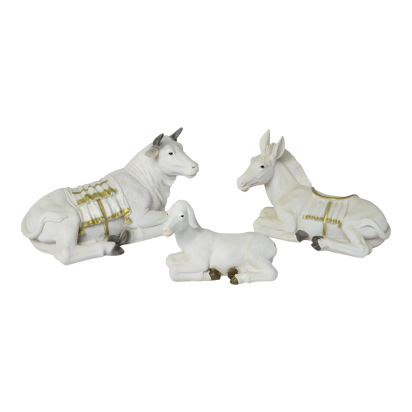 11 Piece Christmas Nativity Scene White & Gold Figurines Display Set- 30cm
