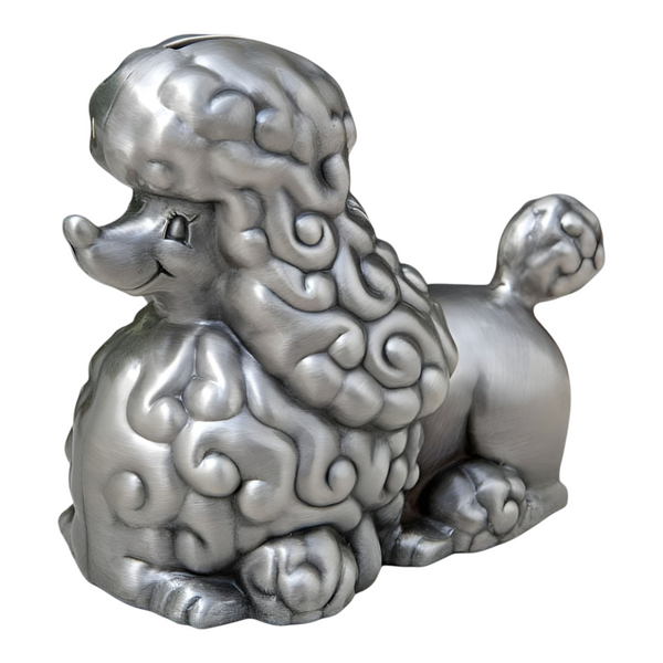 Children's Silver Pewter Poodle Dog Money Box