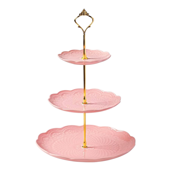 3 Tier Pink Ceramic Cupcake Stand