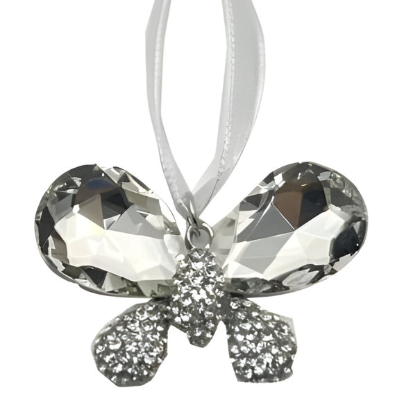 Silver Butterfly with Crystal Diamantes Wedding Bridal Good Luck Charm