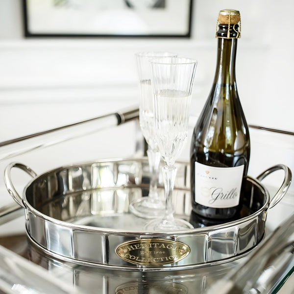 Silver Polished Heritage Collection Serving Tray with Handles