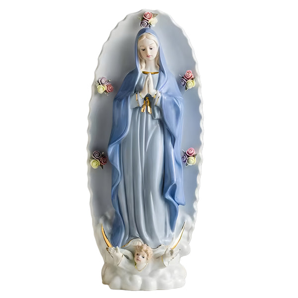 Holy Mother Mary with Flowers Ceramic Statue