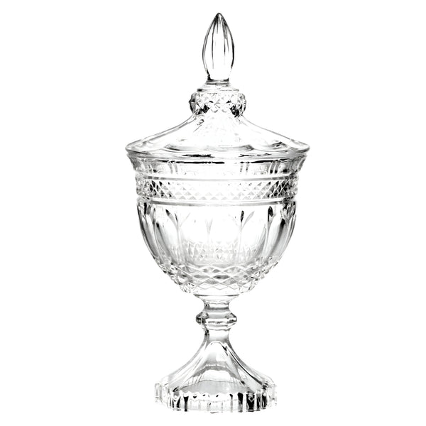 Deluxe 'K9' Crystal Cut Glass Etched Votive Goblet Decorative Jar with Lid