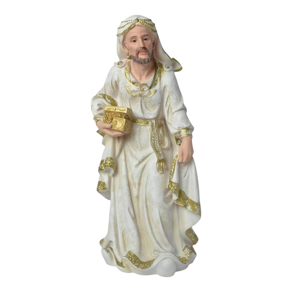 11 Piece Christmas Nativity Scene White & Gold Figurines Display Set- 30cm