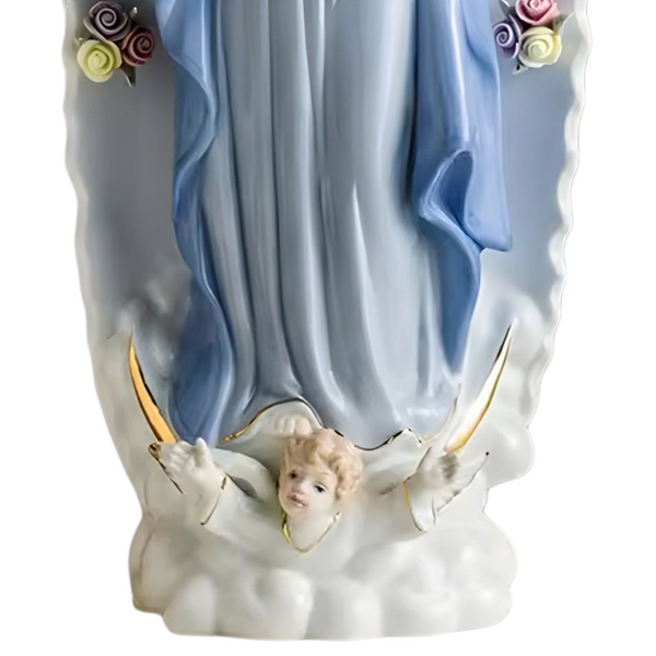 Holy Mother Mary with Flowers Ceramic Statue