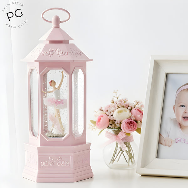 Children's Large Pink Musical Ballerina Light Up Glitter Lantern