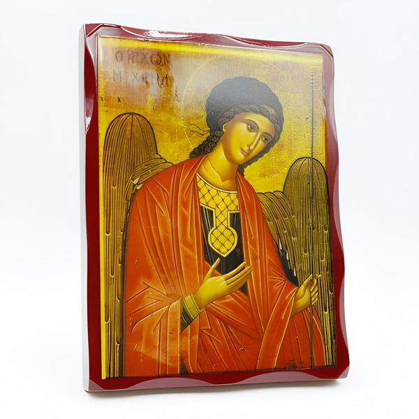 Orthodox Saint Michael Wooden Icon Plaque