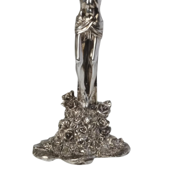 Large Silver Plated Standing Religious Crucifix Cross