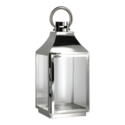 Set 2 Silver Stainless Steel Decorative Hurricane Candle Holder Lantern & Top Handle