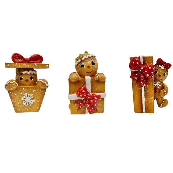 Set of 3 Christmas Gingerbread Men as Presents Figurines