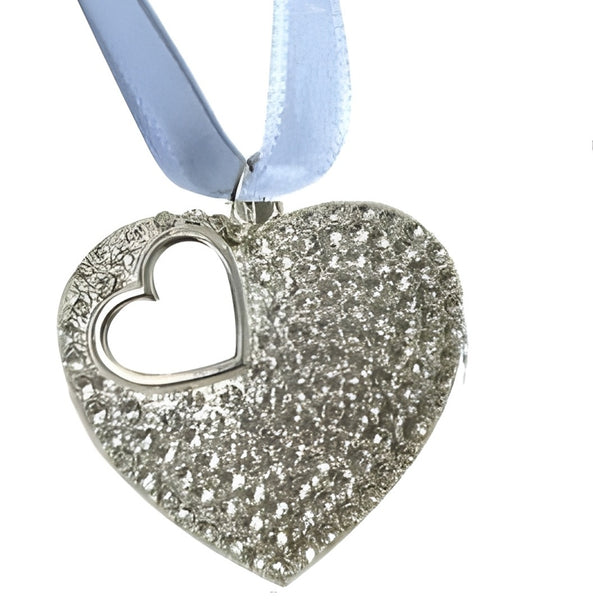 Silver Love Heart with Crystal Diamantes Wedding Bridal Good Luck Charm