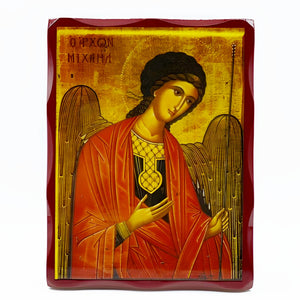 Orthodox Saint Michael Wooden Icon Plaque