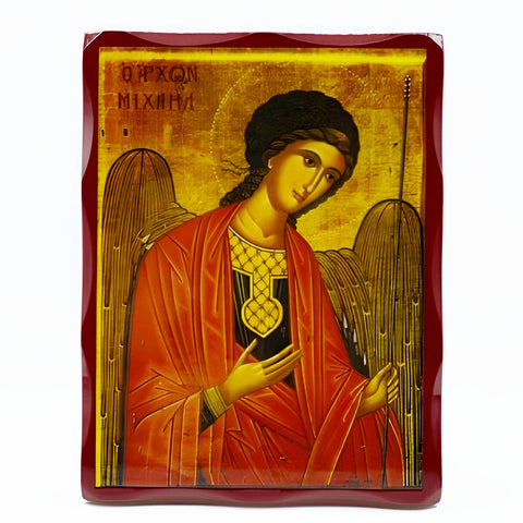 Orthodox Saint Michael Wooden Icon Plaque