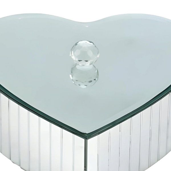 Silver Plated Heart Shaped Mirrored Jewellery Box