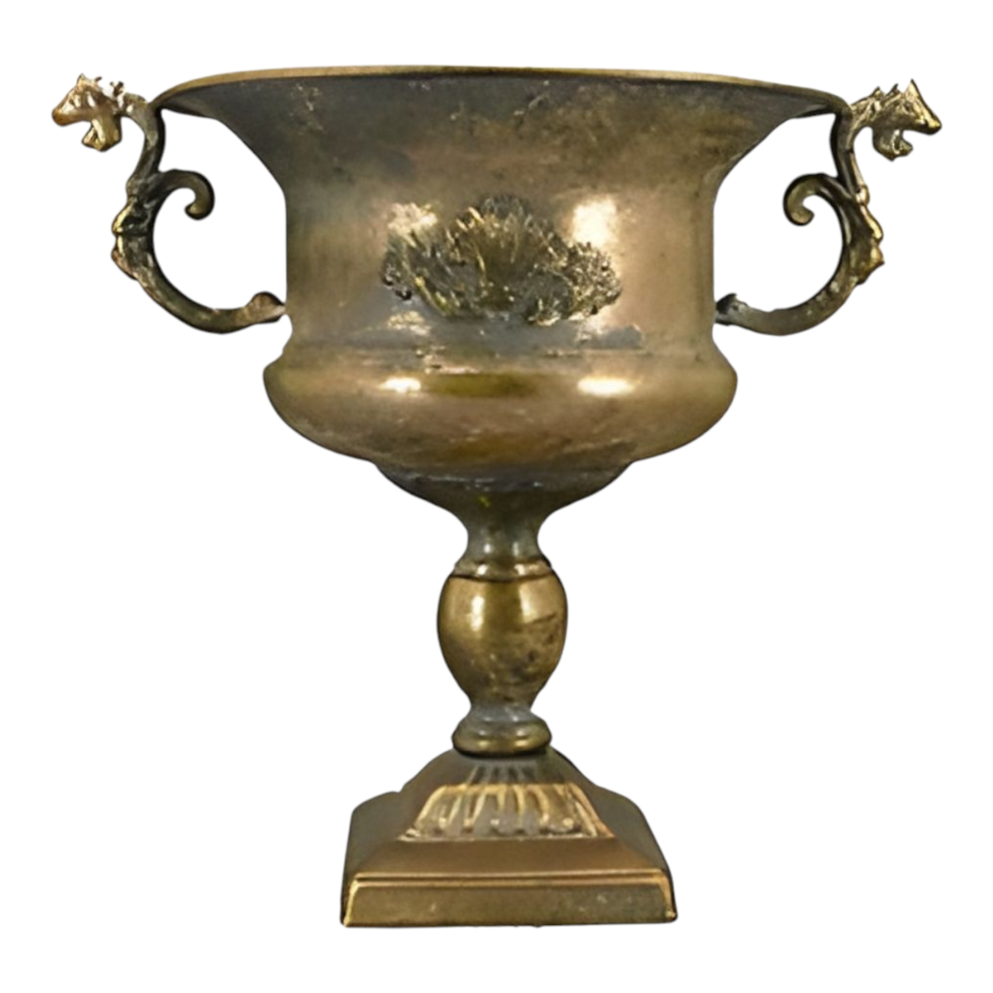 Large Antique Gold Urn Trophy Vase & Ornate Handles