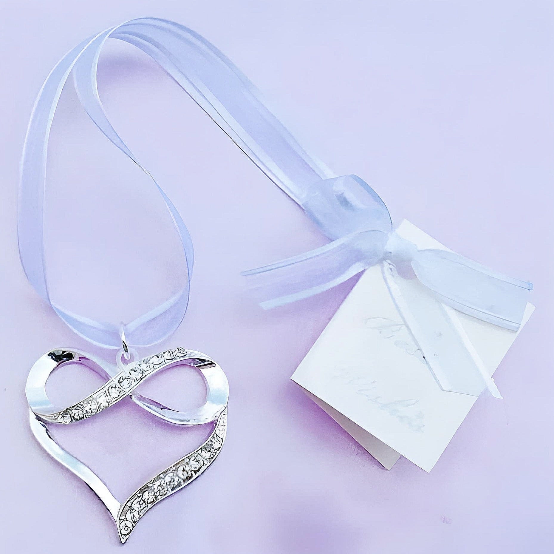 Silver Love Heart & Infinity with Crystal Diamantes Wedding Bridal Good Luck Charm