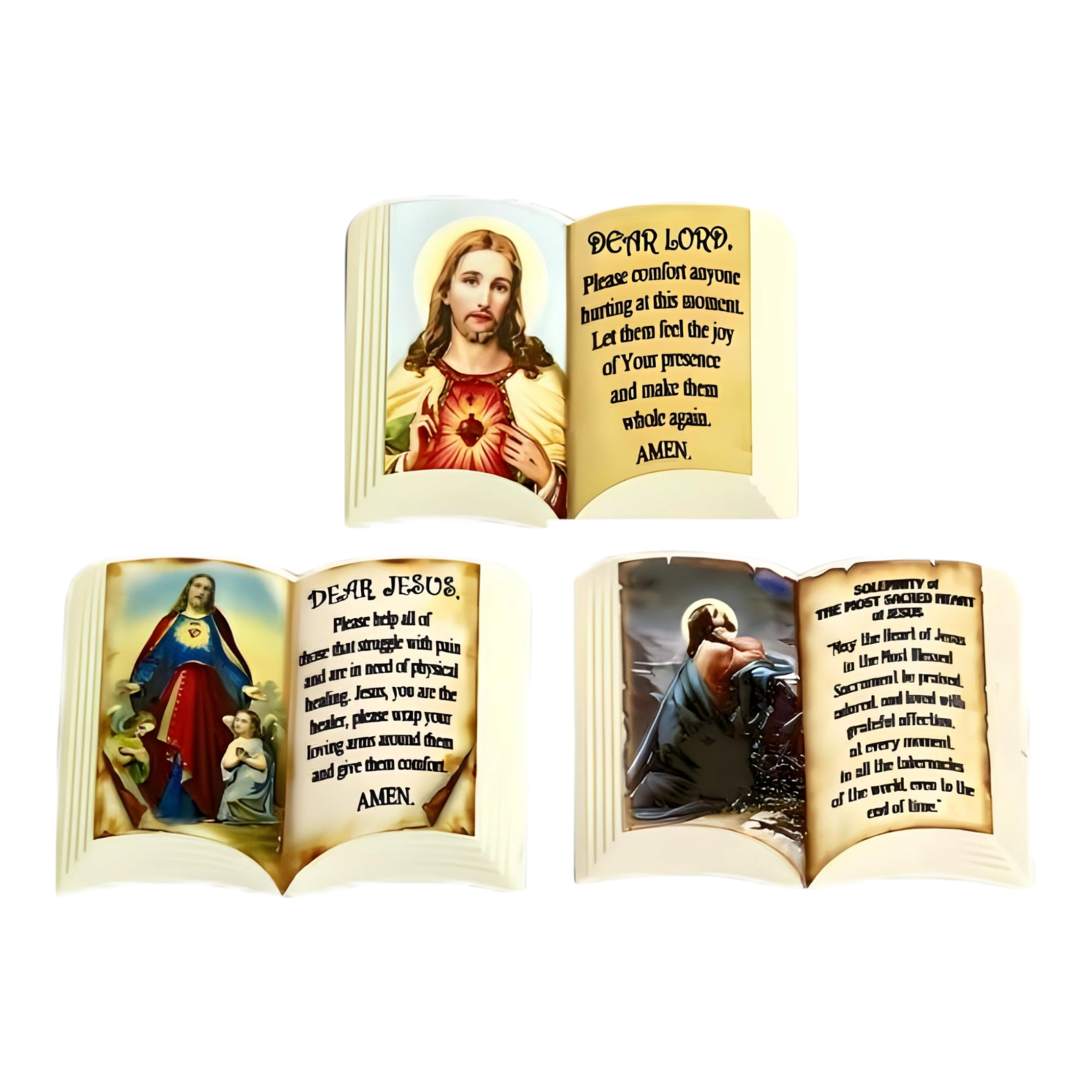 Set 3 Sacred Heart Jesus Christ & Prayer on Bible Fridge Magnets