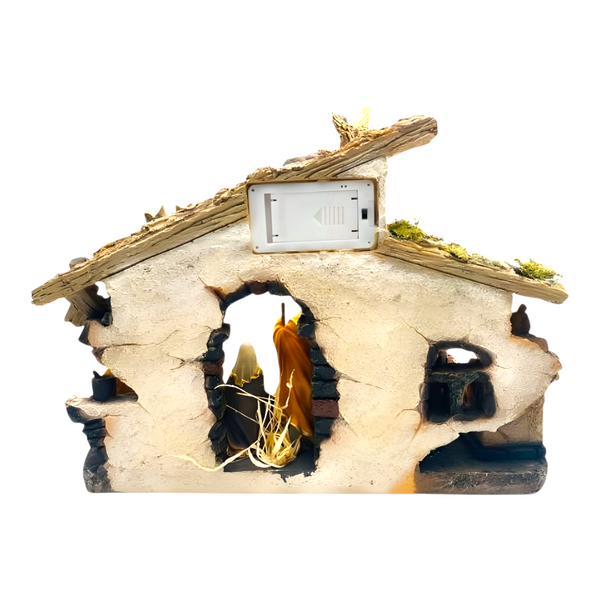 Christmas LED Light Up Nativity Scene Colour Figurines & Stable Statue