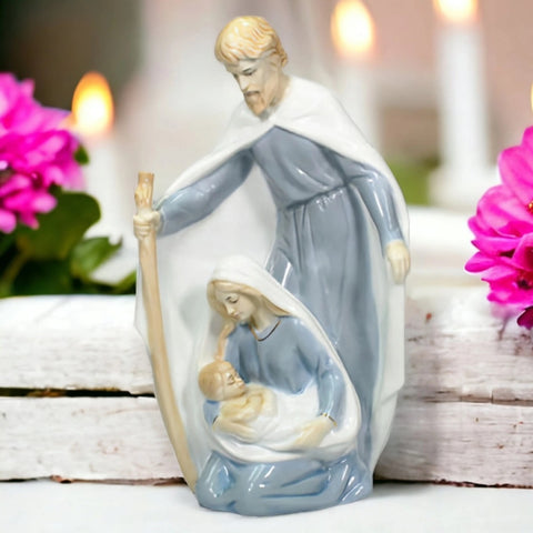 Blue & White The Holy Family Ceramic Statue