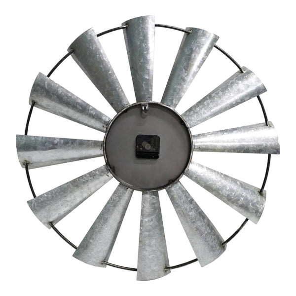 Large Galvanised Metal Windmill Wall Clock