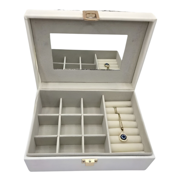 Rectangle Jewellery Box & Sparkling Glass Crystal Rhinestone Gems on Lid