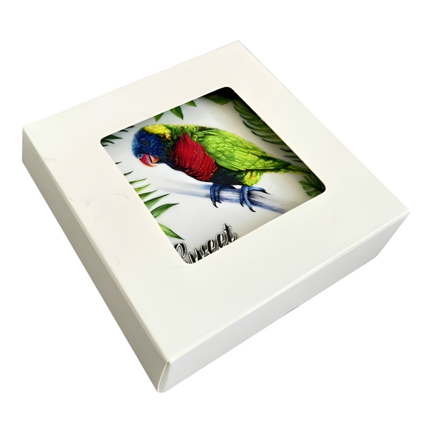 Set 4 Round Coasters In Box- Birds