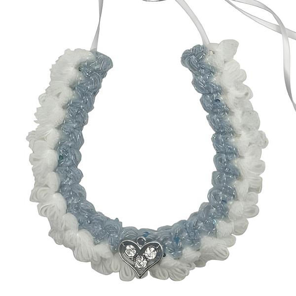 Blue Braided & Crystal Diamantes Love Heart Horse Shoe Wedding Bridal Good Luck Charm