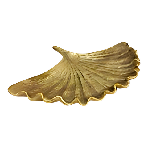 Antique Gold Plated Decorative Tabletop Leaf Tray