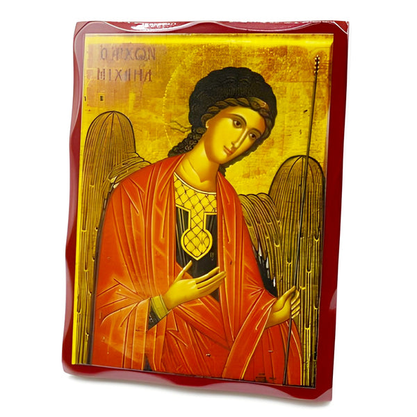 Orthodox Saint Michael Wooden Icon Plaque