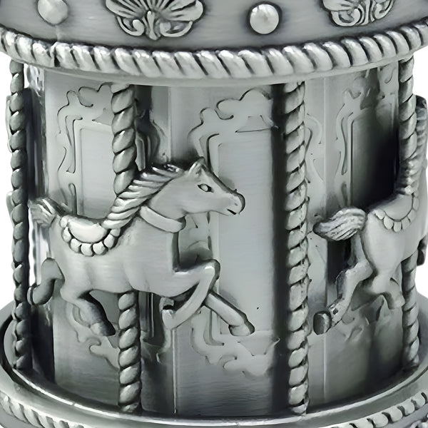 Children's Silver Pewter Carousel Merry Go Round Money Box