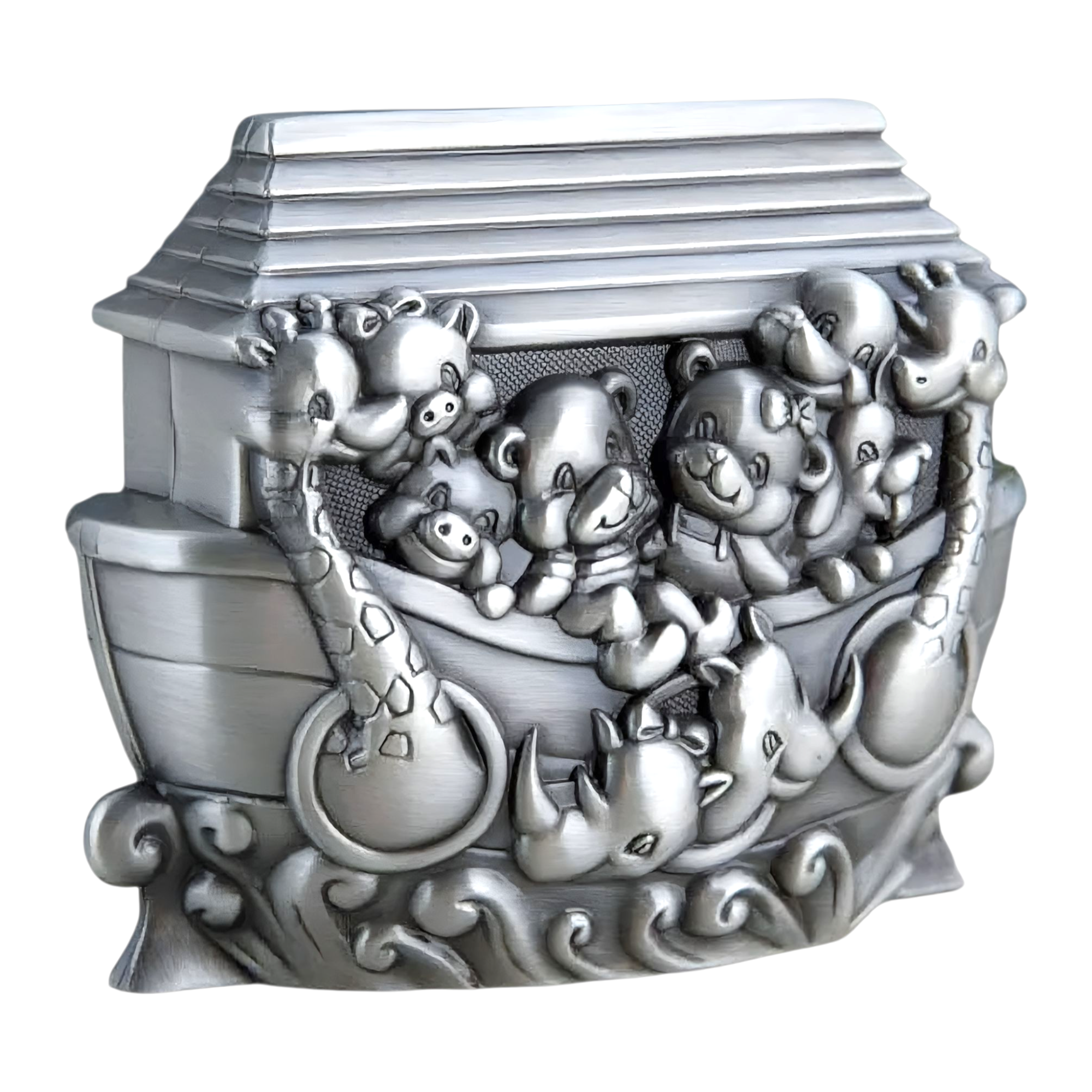 Children's Silver Pewter Noah's Ark Money Box