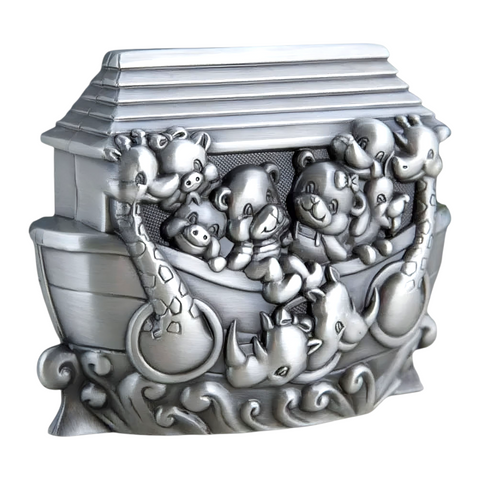 Children's Silver Pewter Noah's Ark Money Box