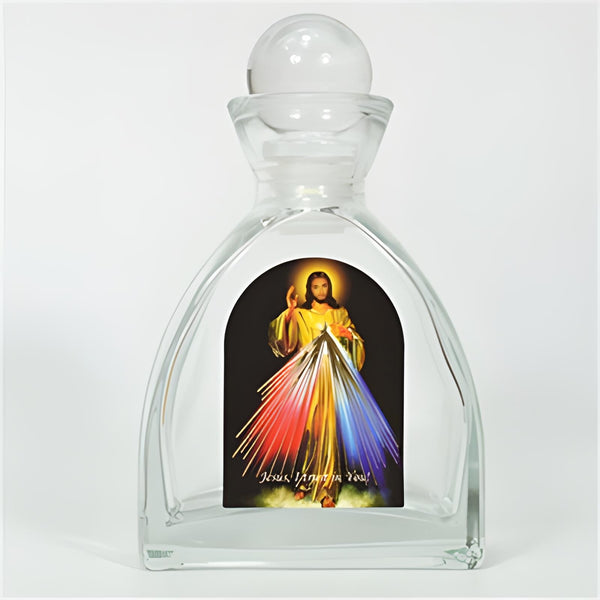 Catholic Divine Mercy Jesus Christ Glass Bottle with Ball Lid