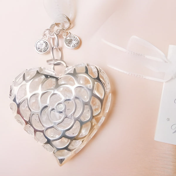 Silver Hollow Love Heart Wedding Bridal Good Luck Charm
