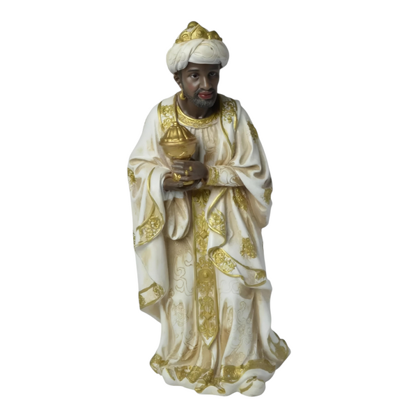 11 Piece Christmas Nativity Scene White & Gold Figurines Display Set- 30cm