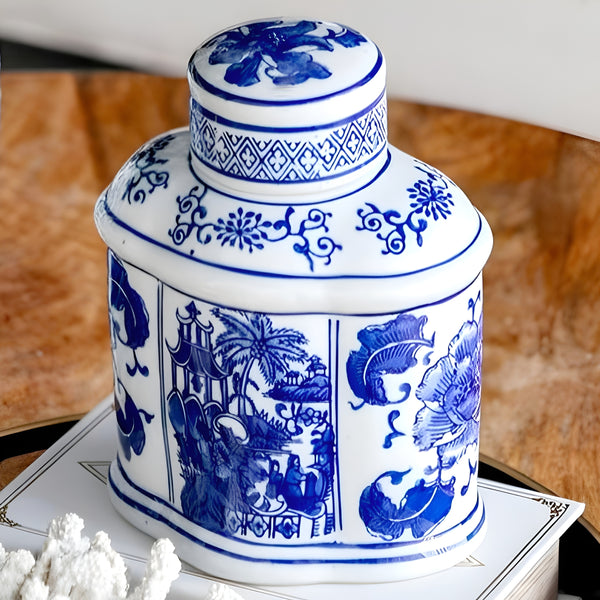 Hamptons Blue & White Ceramic Decorative Ginger Temple Jar