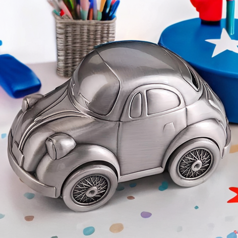 Children's Silver Pewter Car Money Box