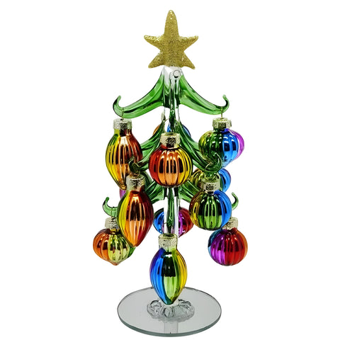 Mini Glass Christmas Tree & Decorative Balls with Gold Star- 20cm