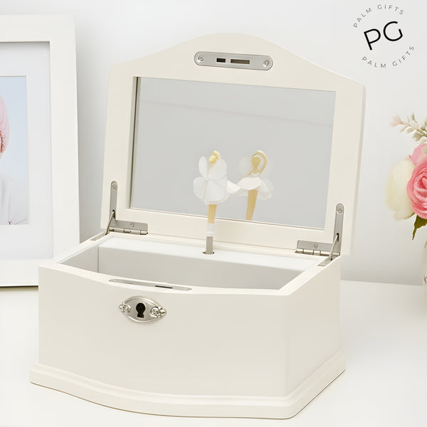 Children's White Musical Ballerina Jewellery Box