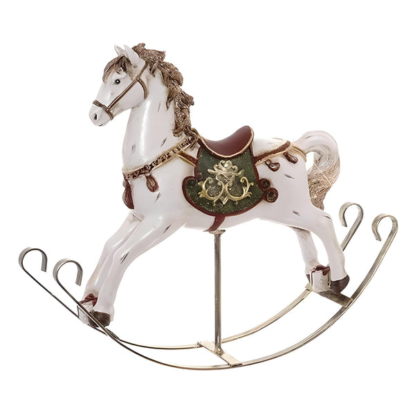 White Decorative Tabletop Rocking Horse Figurine