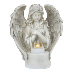 Praying Angel Statue with Tealight Candle Holder