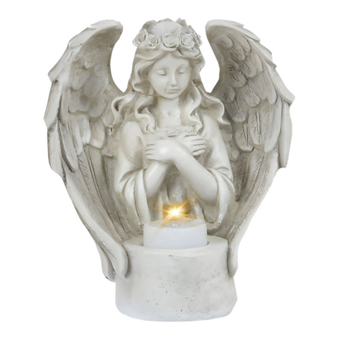 Praying Angel Statue with Tealight Candle Holder