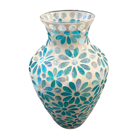Blue Mosaic Glass Decorative Vase
